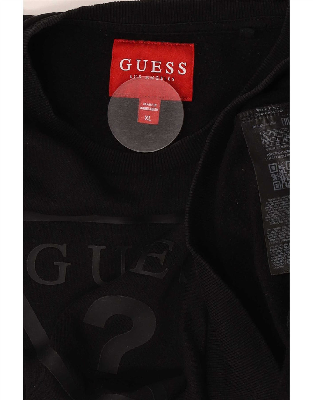 Guess Herren Grafik-Sweatshirt-Pullover XL aus schwarzer Baumwolle