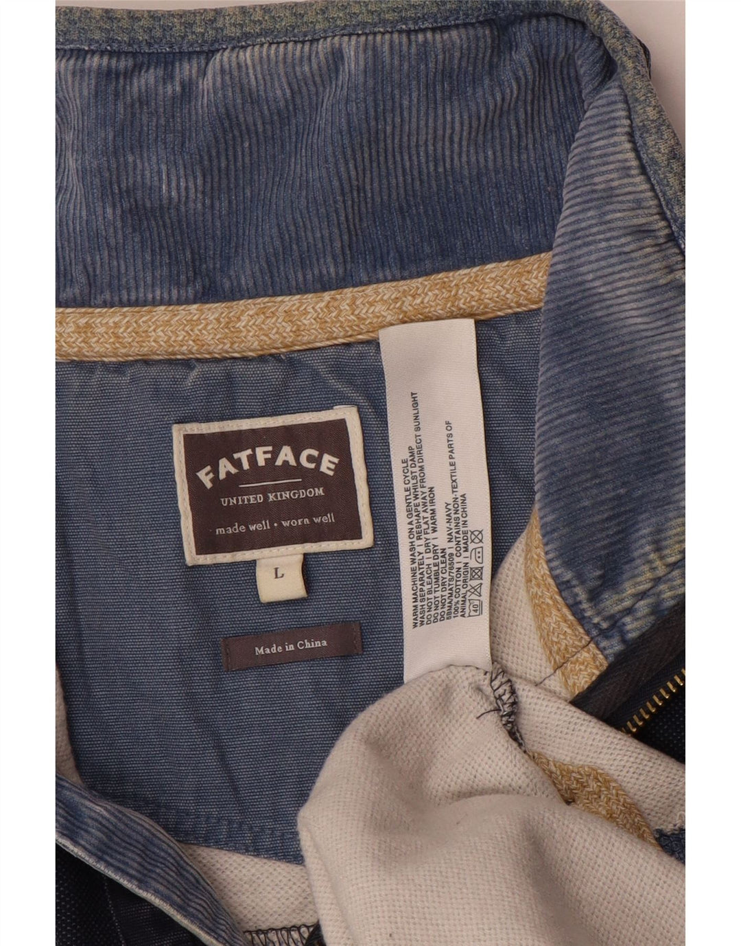 FAT FACE Herren-Sweatshirt mit Reißverschluss am Hals, groß, marineblaue Baumwolle