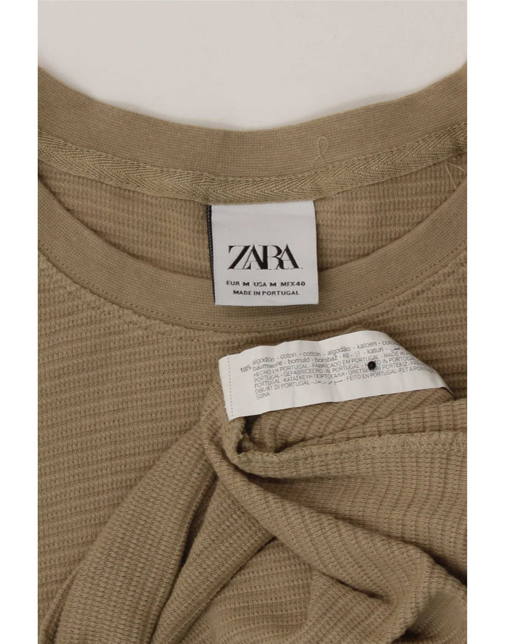 Zara Herren T-Shirt Top mittelbraune Baumwolle