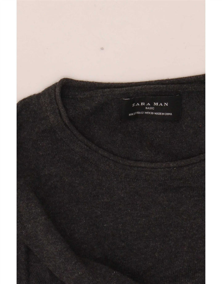 Zara Herren-Pullover mit Rundhalsausschnitt, Größe S, Grau