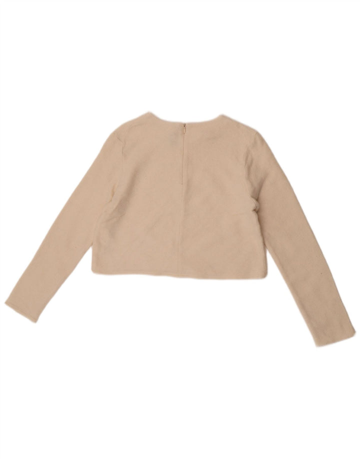 Zara Damen Crop Crew Neck Pullover Pullover UK 12 Medium Off White Wool