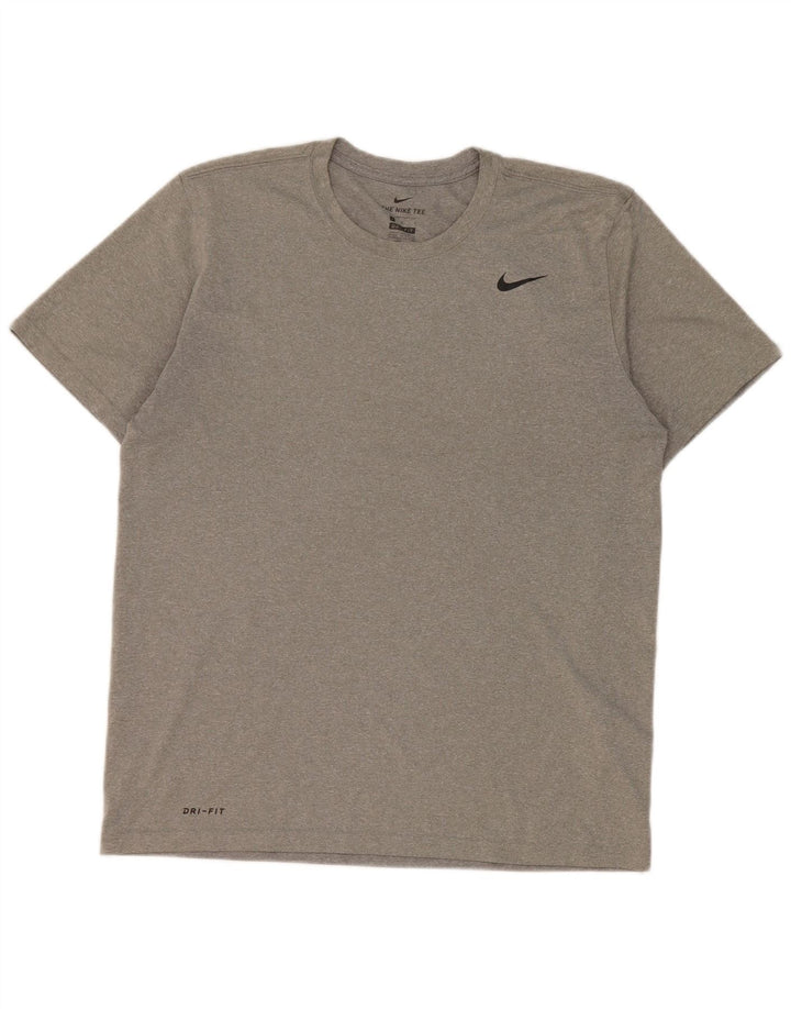 Nike Herren Dri Fit T-Shirt Top Large Grau Polyester