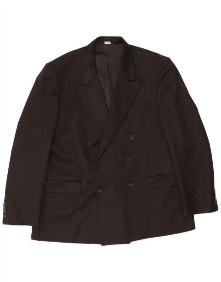 Angelico Herren-Blazer, zweireihig, IT 58, 4XL, schwarze Wolle