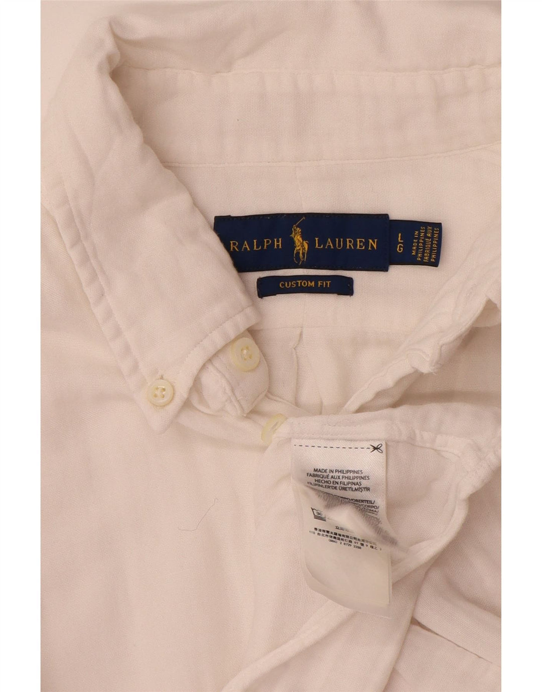 Ralph Lauren Herren-Hemd mit individueller Passform, groß, aus weißer Baumwolle