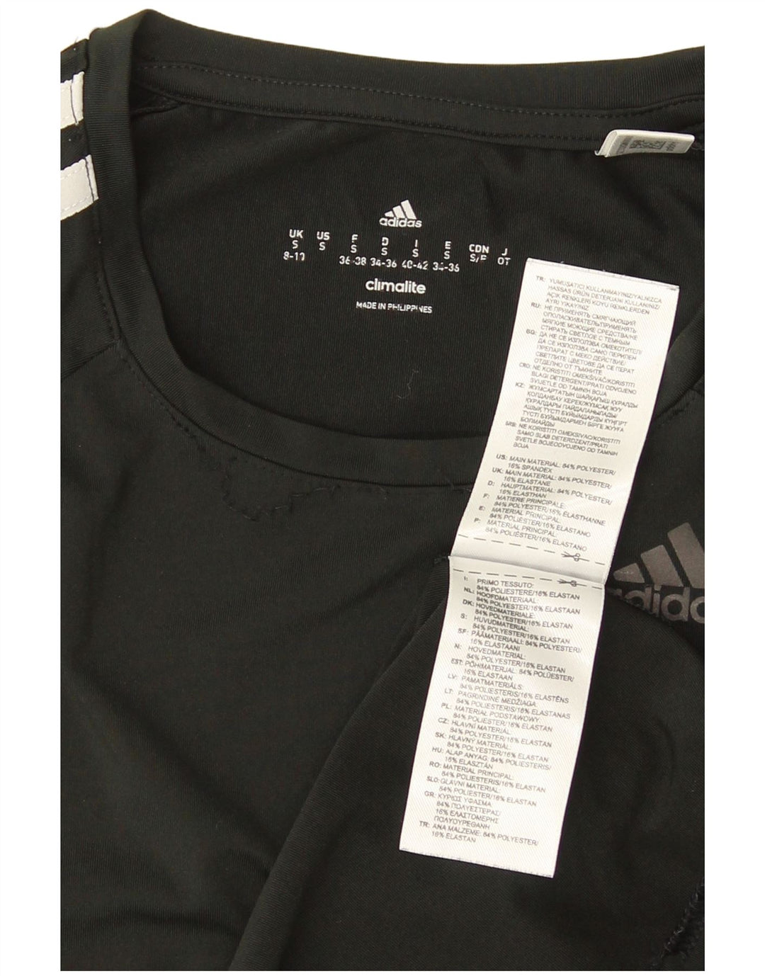 Adidas Damen Climalite T-Shirt Top UK 8/10 Small Schwarz Polyester
