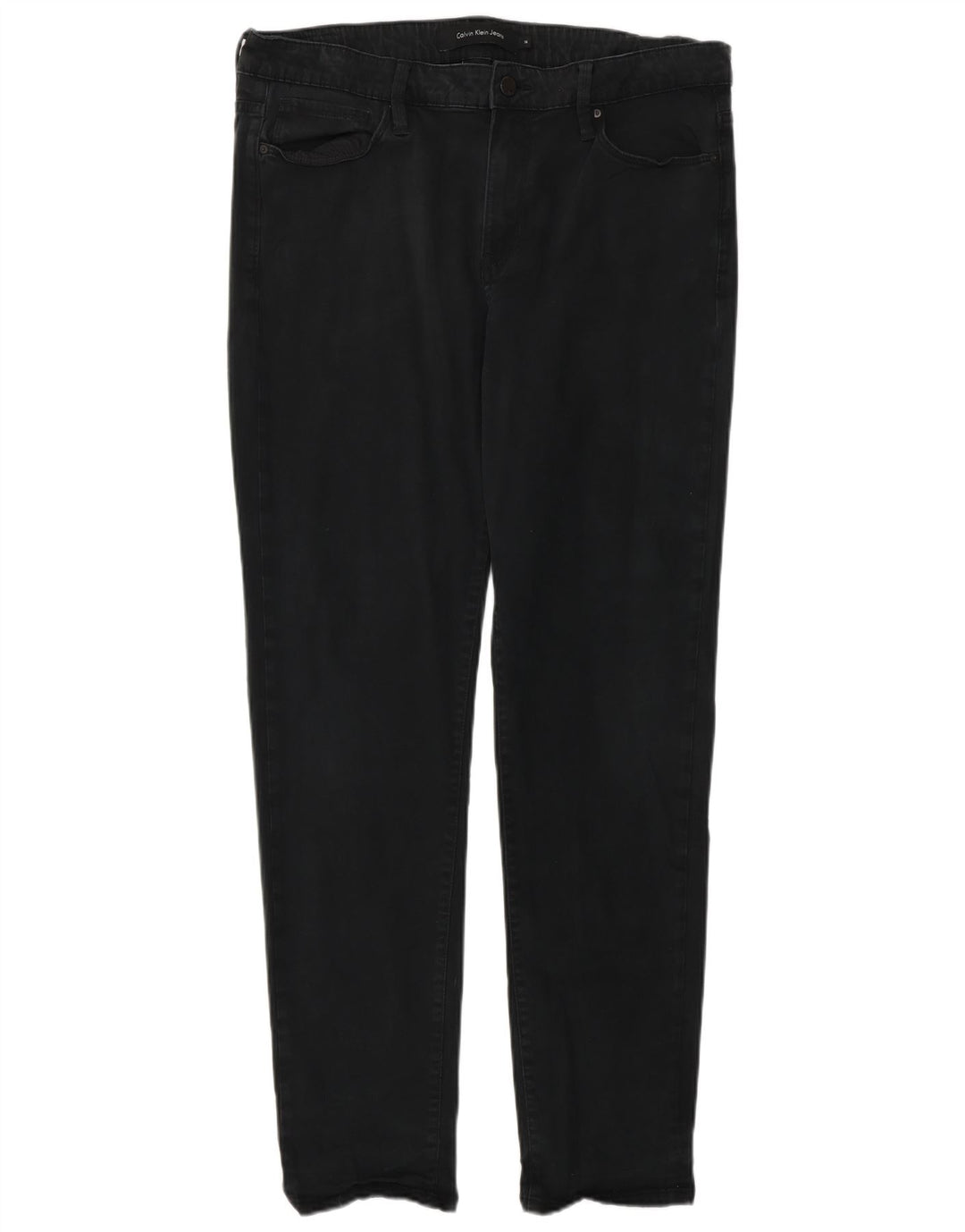 CALVIN KLEIN Damen Slim Jeans US 14 XL W34 L32 Schwarze Baumwolle