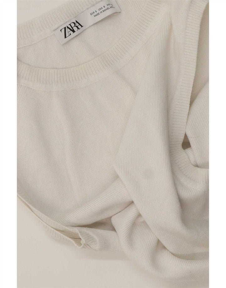Zara Damen Crop Vest Top UK 8 Small Weiß