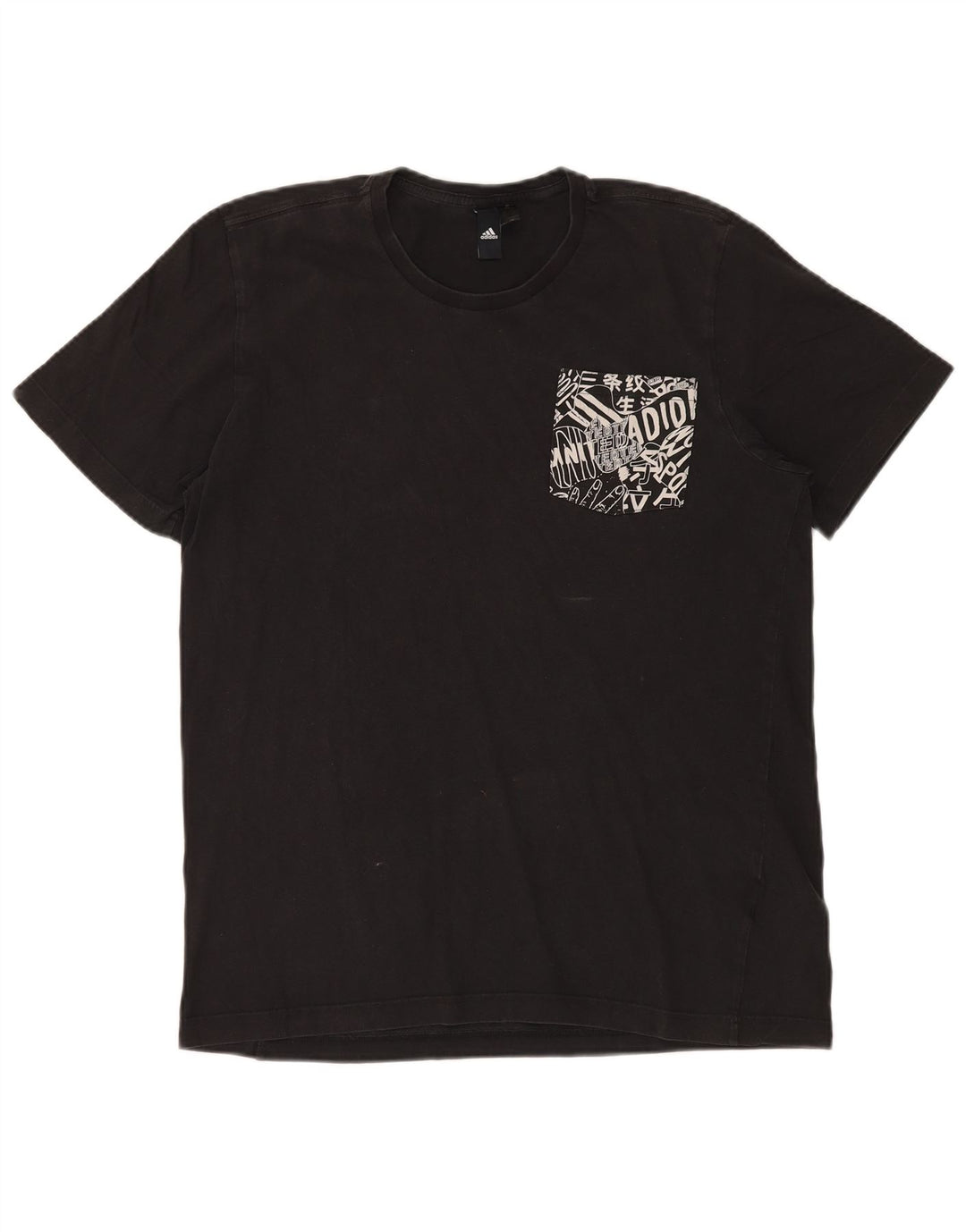ADIDAS Herren Grafik T-Shirt Top Große schwarze Baumwolle