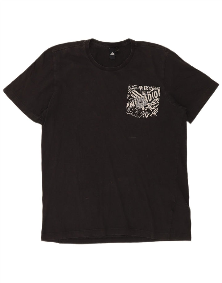 ADIDAS Herren Grafik T-Shirt Top Große schwarze Baumwolle