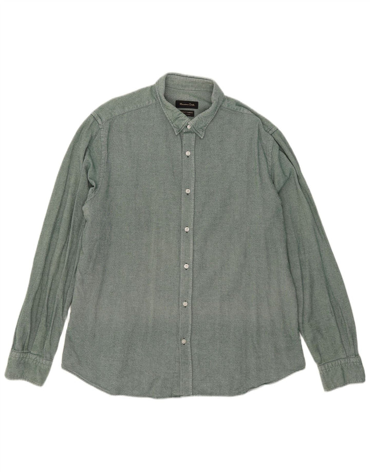 MASSIMO DUTTI Herrenhemd XL Grüne Baumwolle
