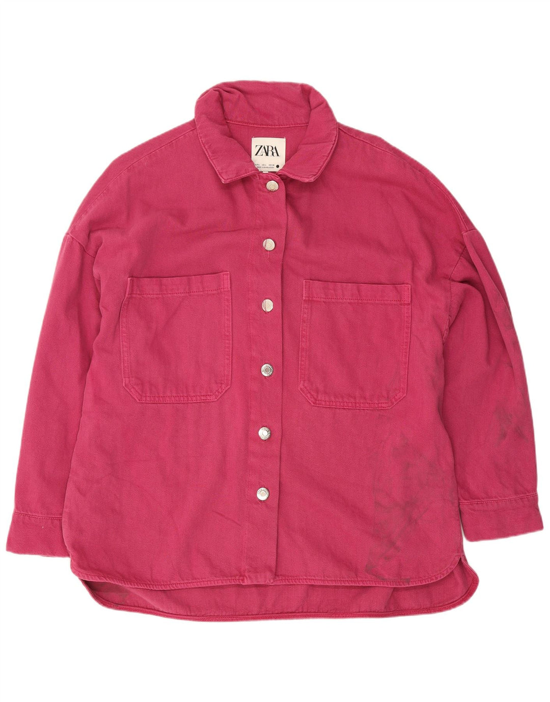 Zara Damen Jeanshemd UK 16 Large Rosa Baumwolle