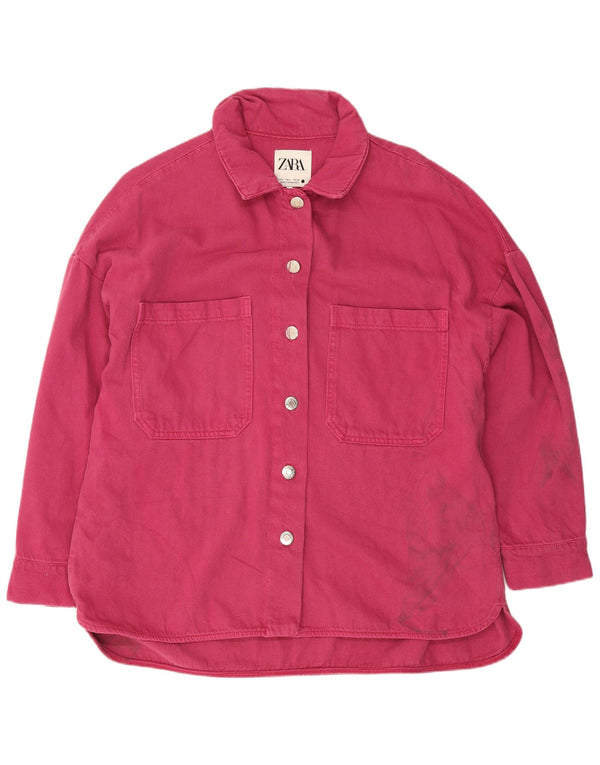 Zara Damen Jeanshemd UK 16 Large Rosa Baumwolle