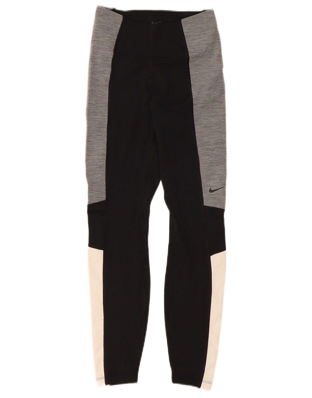 NIKE Damen Dri Fit Leggings UK 4 XS Schwarzes Colourblock-Polyester