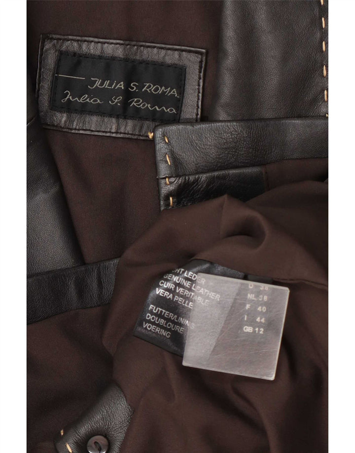 Julia S. Roma Damen 3-Knopf-Lederblazerjacke UK 12 Mittelschwarz
