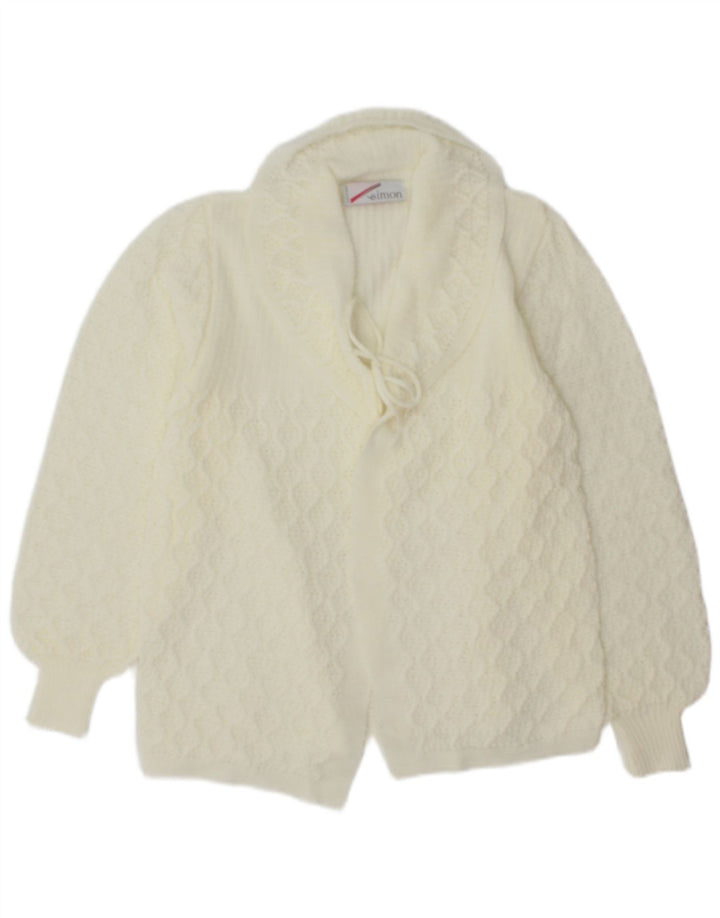 Simon Damen-Cardigan-Pullover UK 12 Mittelweiß