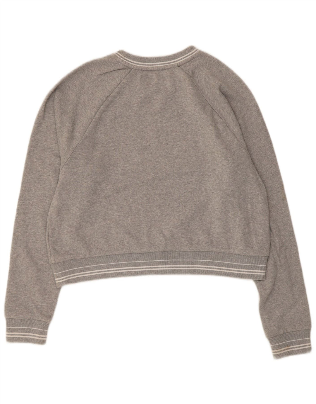 Superdry Damen Crop Graphic Sweatshirt Pullover UK 14 Mittelgraue Baumwolle