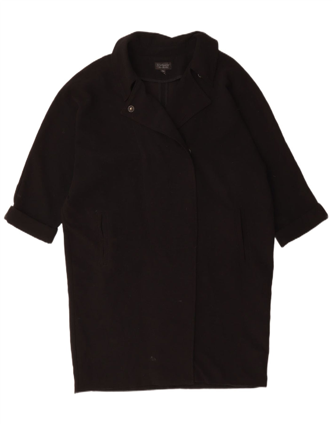 Topshop Damen Übergroßer Mantel UK 14 Large Schwarz Polyester
