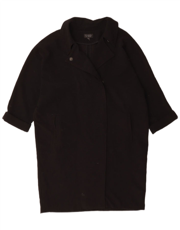 Topshop Damen Übergroßer Mantel UK 14 Large Schwarz Polyester