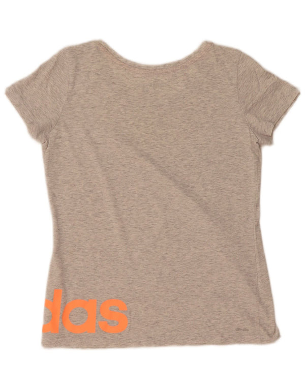 Adidas Damen Climalite Graphic T-Shirt Top UK 8/10 Small Grau meliert