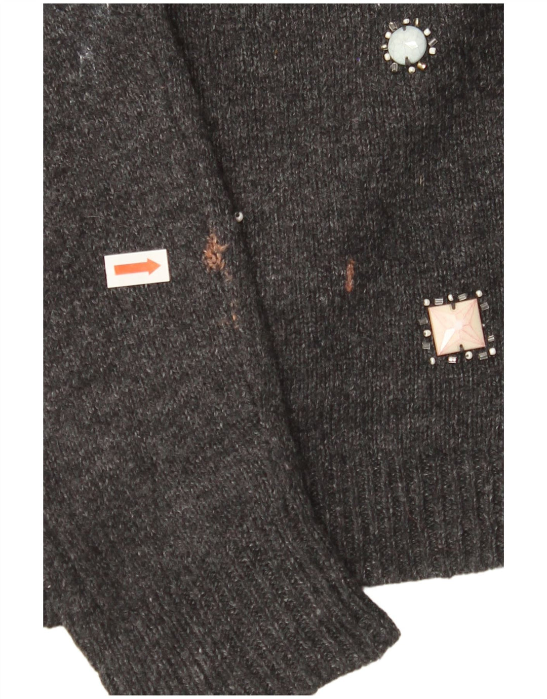 MONSOON Damen-Pullover mit U-Boot-Ausschnitt, UK 12, mittelgraue Baumwolle