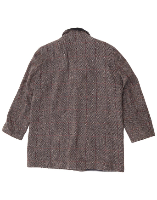 Henry White Damenmantel UK 16 Große grau karierte Lammwolle