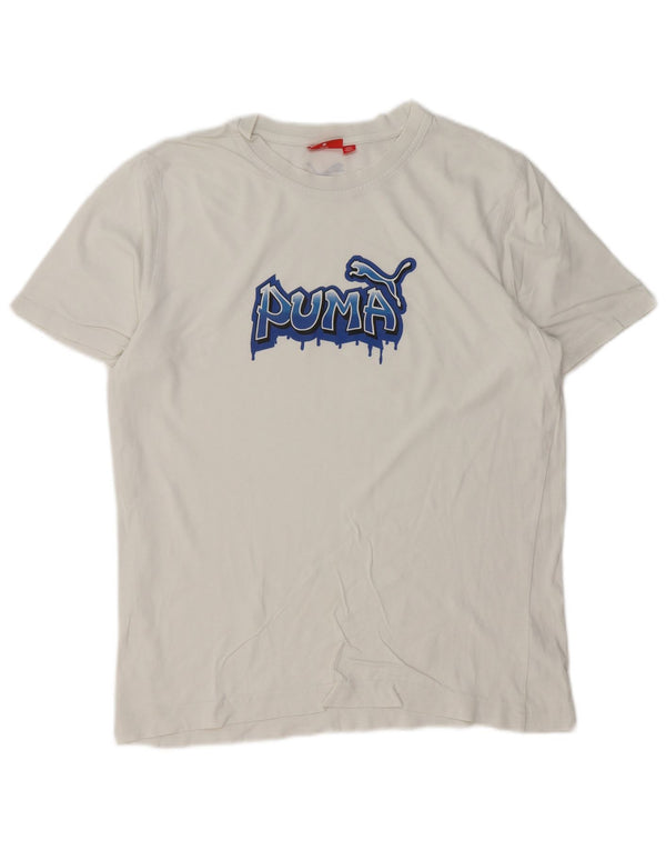 Puma Herren Grafik T-Shirt Top Mittelweiß