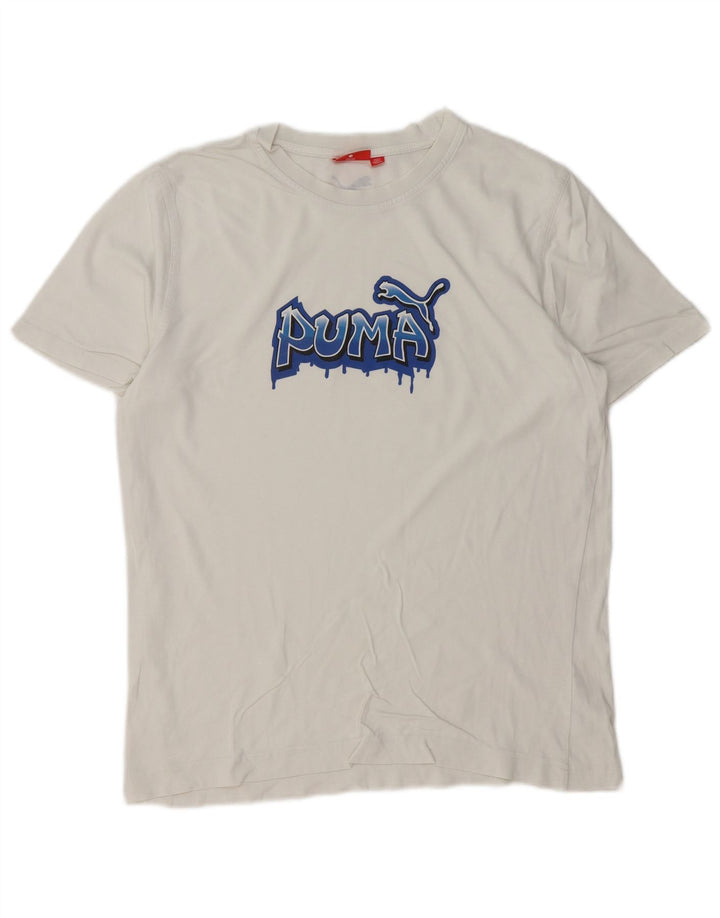Puma Herren Grafik T-Shirt Top Mittelweiß