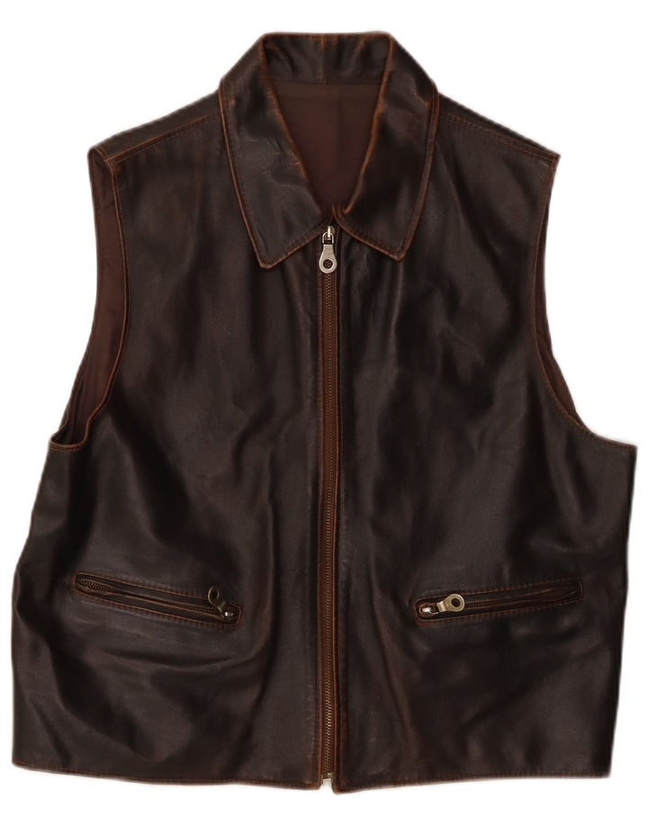 Vintage Herren Lederweste Mittelbraun