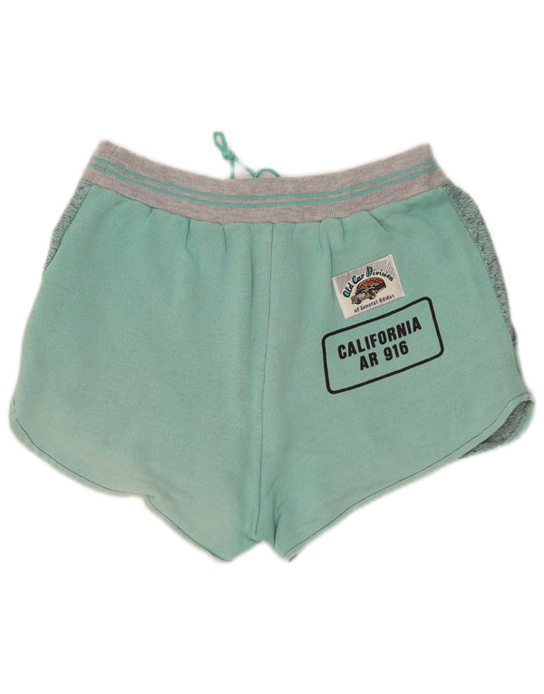 Adidas Damen Graphic Sport Shorts UK 6 XS Grün Colourblock Baumwolle