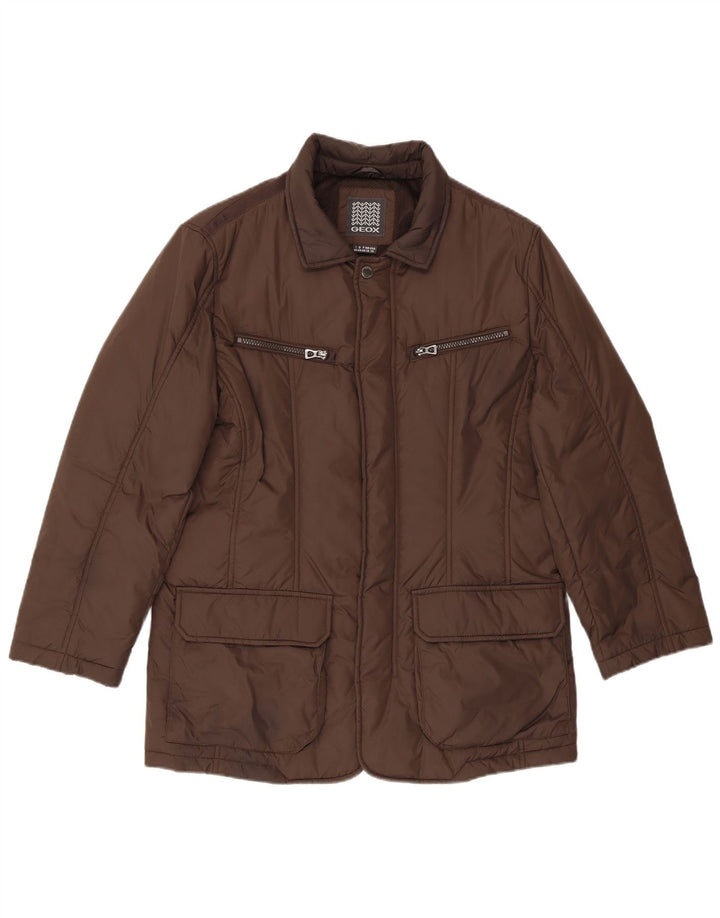 Geox Herren Regular Fit Wattierte Jacke UK 38 Mittelbraun