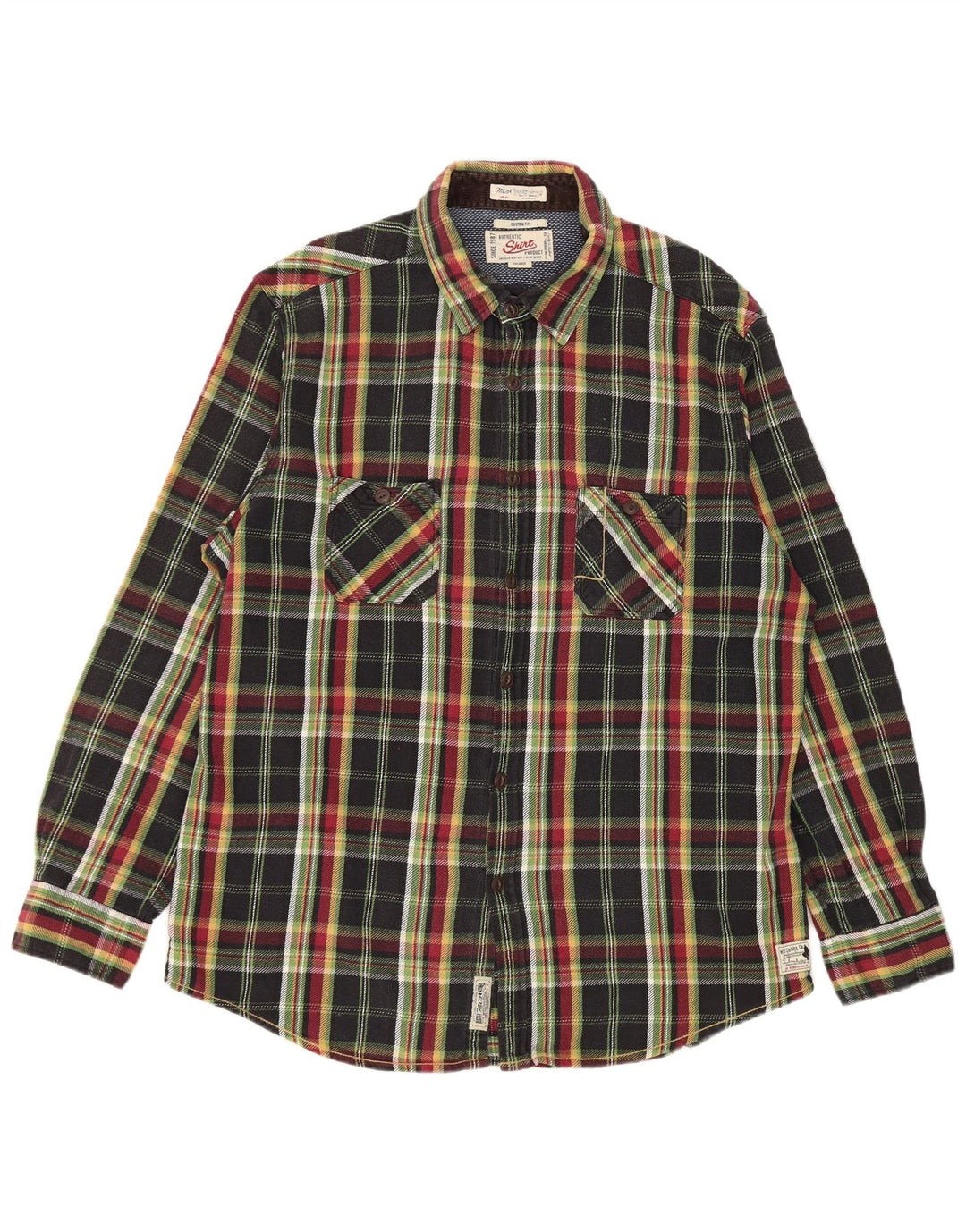Marlboro Classics Herren kariertes Flanellhemd mit individueller Passform, 3XL, schwarz kariert