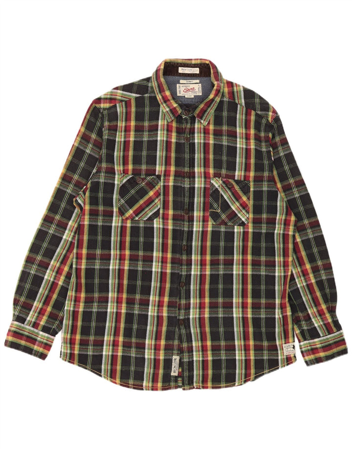 Marlboro Classics Herren kariertes Flanellhemd mit individueller Passform, 3XL, schwarz kariert