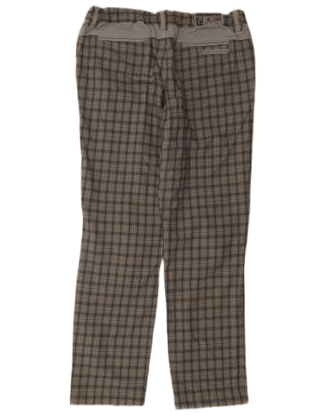Think Pink Gerade Herren-Chinohose, Größe L, W36, L32, Grau kariert