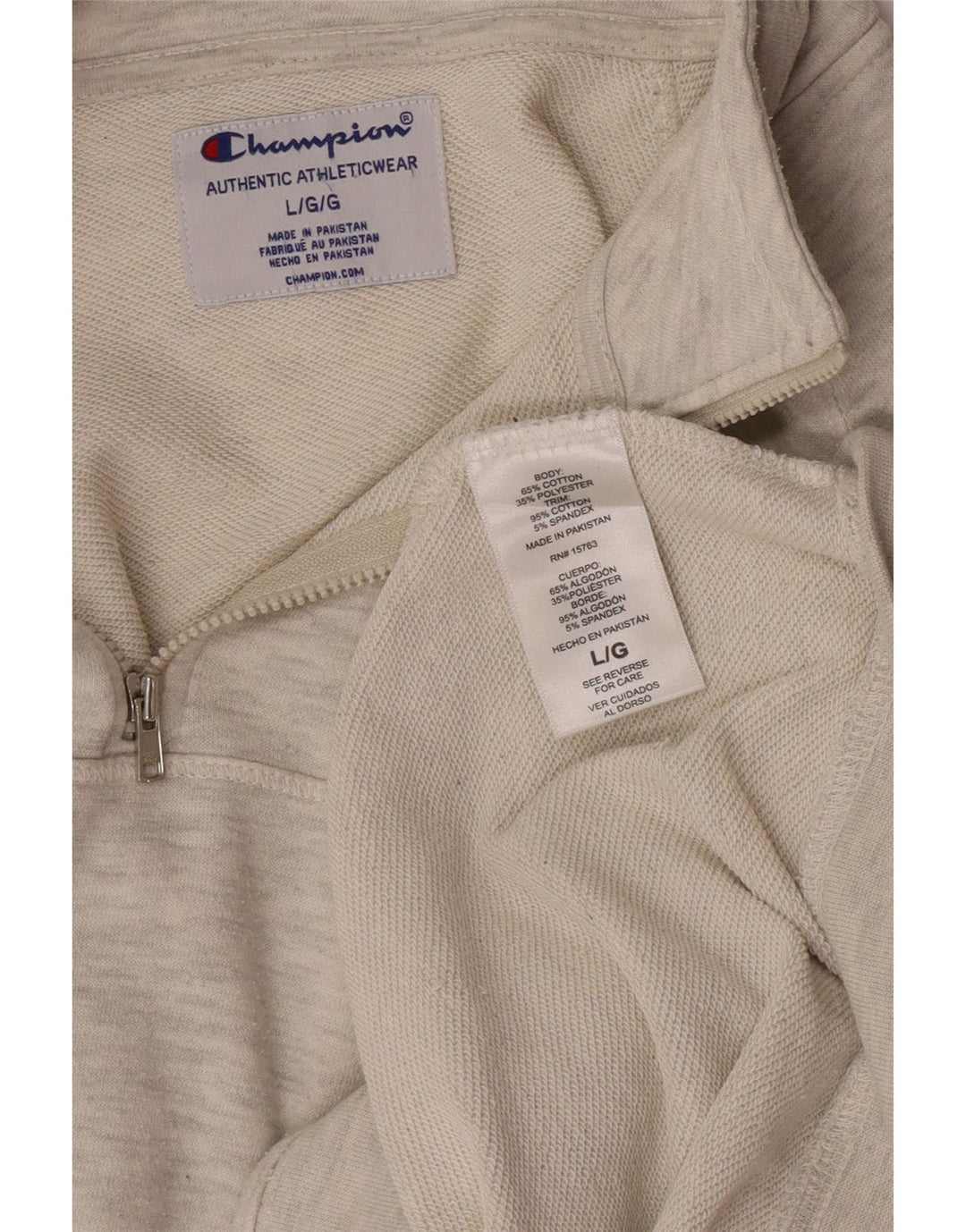 CHAMPION Herren-Sweatshirt mit Reißverschluss am Hals, groß, grau gesprenkelte Baumwolle