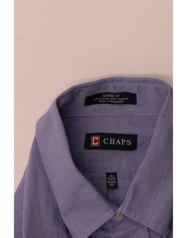 Chaps Herren-Hemd mit klassischer Passform, Größe 16, groß, blaue Hahnentritt-Baumwolle