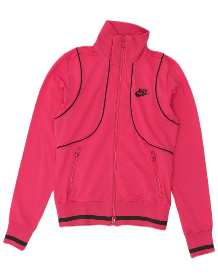 Nike Damen-Trainingsanzug-Top-Jacke UK 8/10 Small Pink Colourblock Polyester