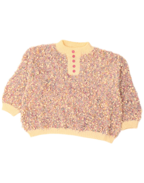 VINTAGE Damen Rollkragenpullover Pullover UK 20 2XL Mehrfarbig gefleckt