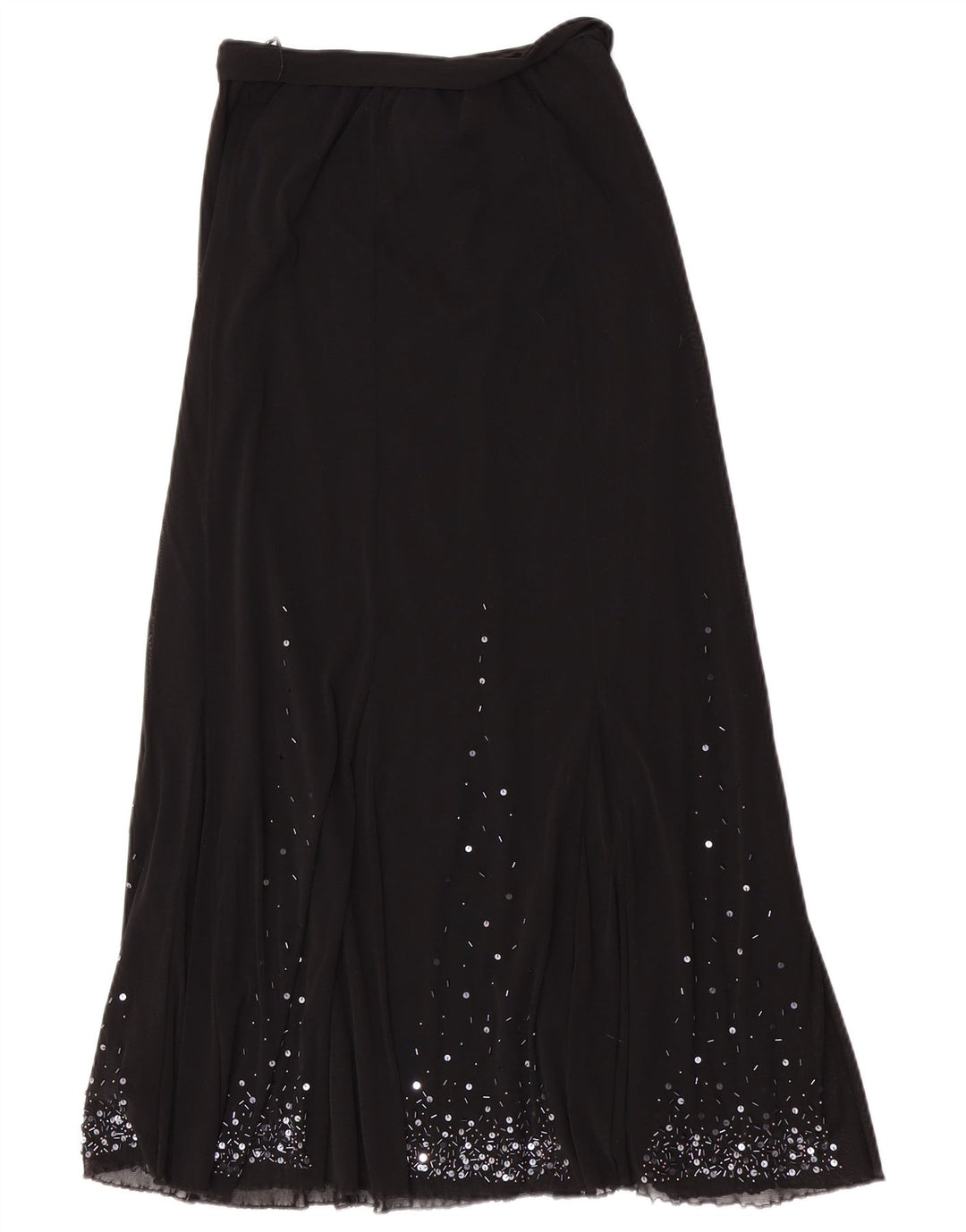 Per Una Damen Normaler Maxirock UK 12 Medium W28 Schwarz Polyamid