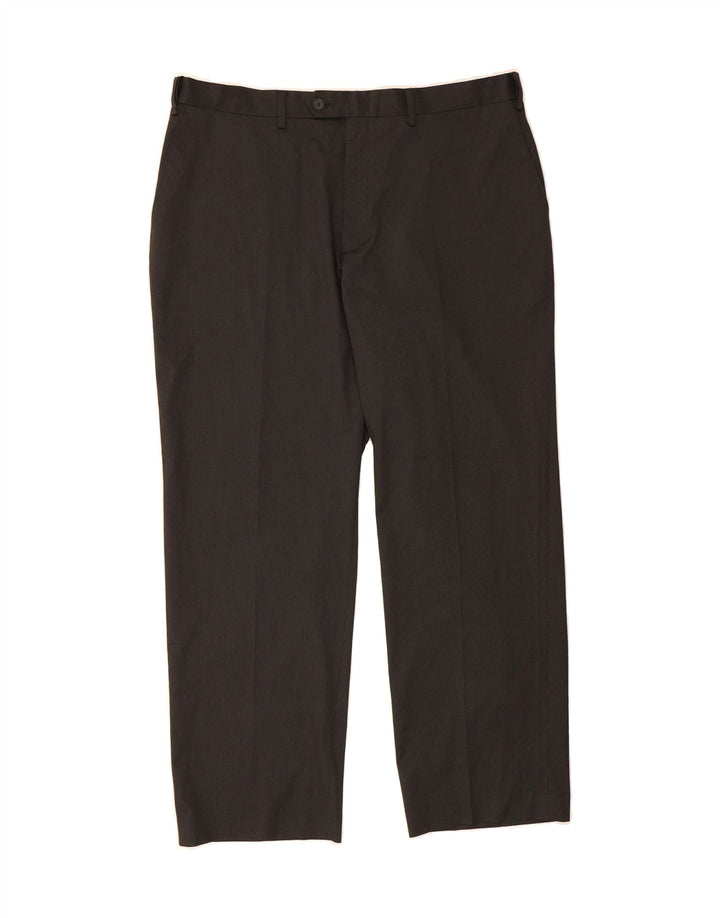 IZOD Mens Straight Suit Trousers W38 L30 Black Pinstripe Polyester Vintage Izod and Second-Hand Izod from Messina Hembry 