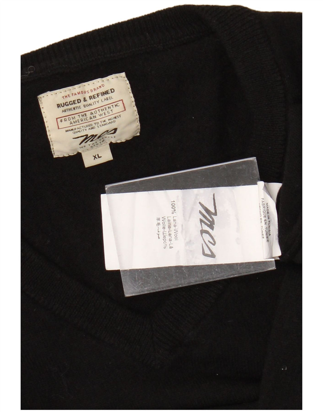 MARLBORO CLASSICS Herren-Pullover mit V-Ausschnitt, XL, schwarze Wolle