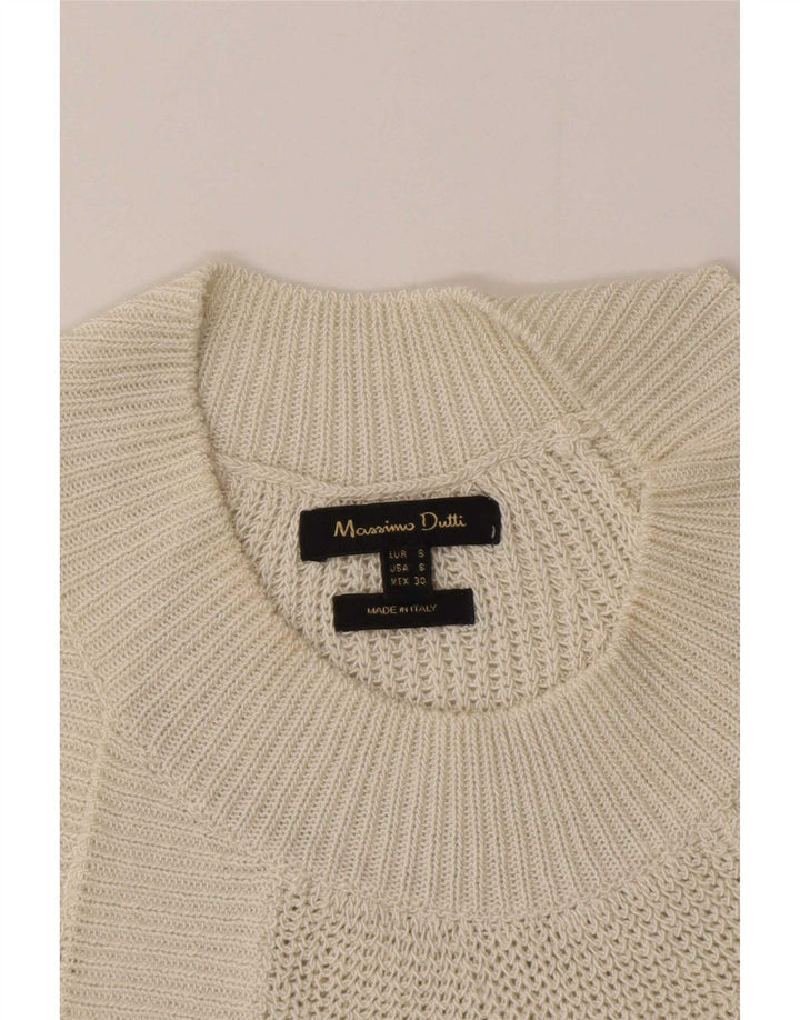 Massimo Dutti Damen Strick-Neckholder-Top UK 10 Small Off White