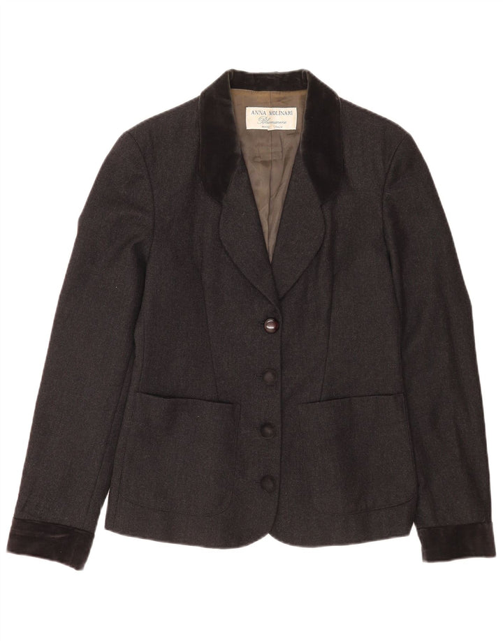 Anna Molinari Damen 4-Knopf-Blazerjacke IT 42 Mittelgrauer Farbblock