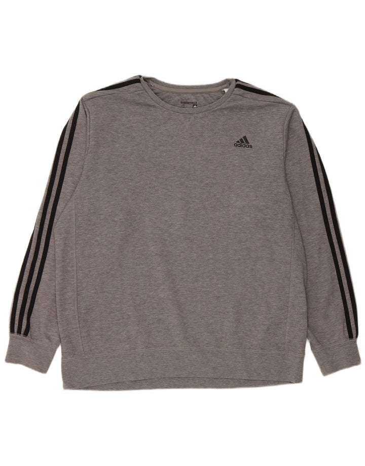 Adidas Herren Sweatshirt Pullover XL Grau geflecktes Polyester