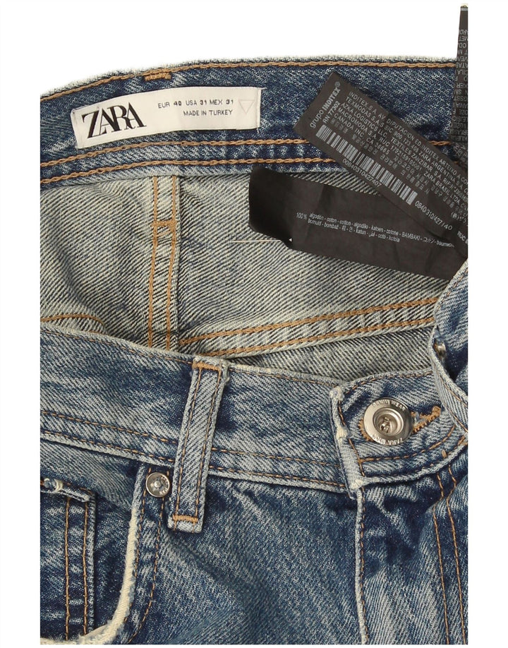 Zara Herren Distressed Cropped Jeans EU 40 Medium W31 L26 Blaue Baumwolle