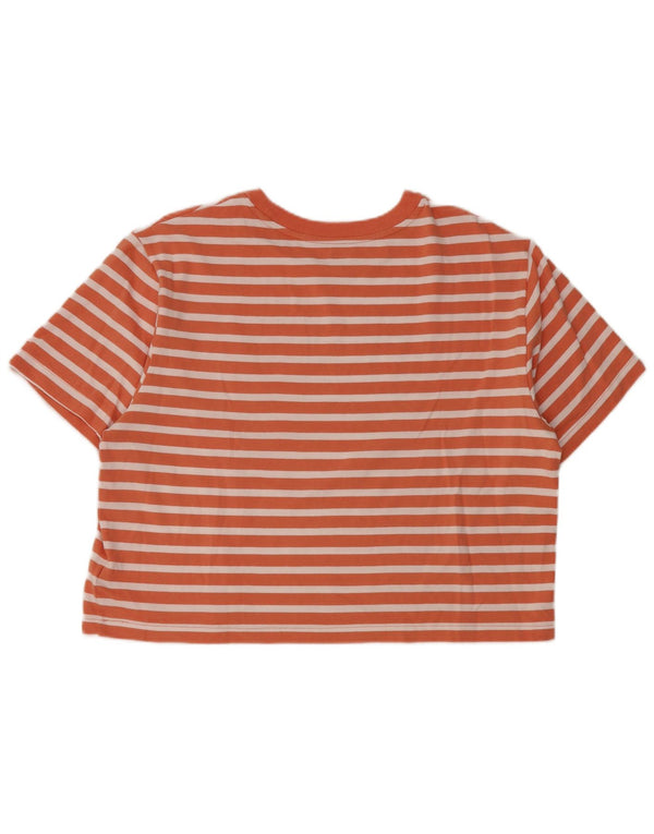 Gap Damen Crop Graphic T-Shirt Top UK 14 Mittelorange gestreift aus Baumwolle