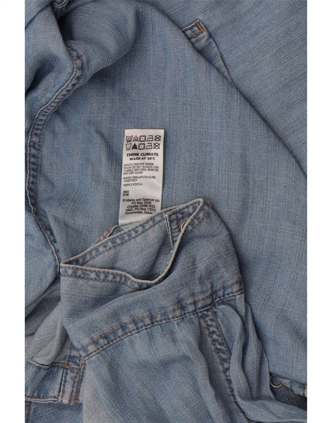 Marks & Spencer Damen Jeanshemd UK 18 XL Blaues Lyocell