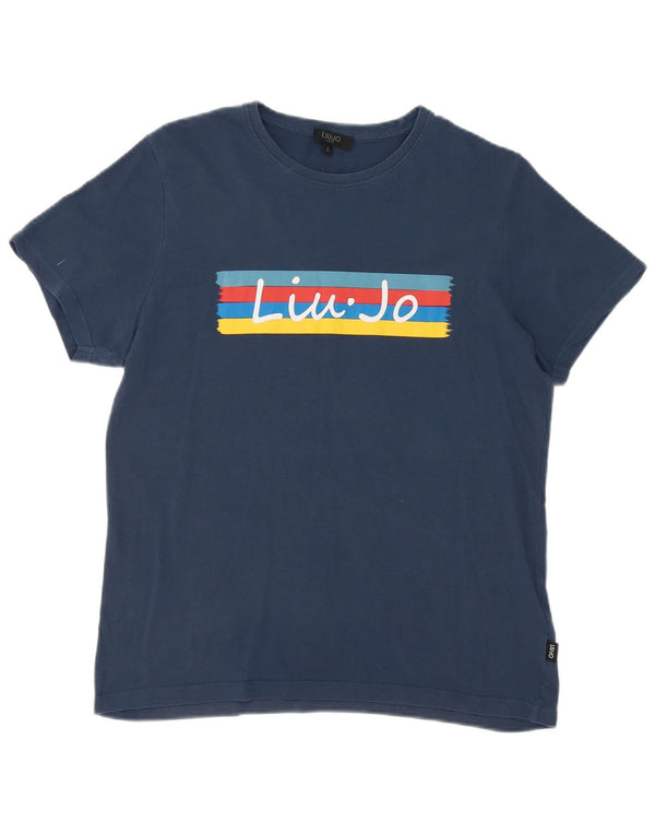 Liu Jo Grafik-T-Shirt für Damen, UK 10, Größe S, Marineblau, Baumwolle