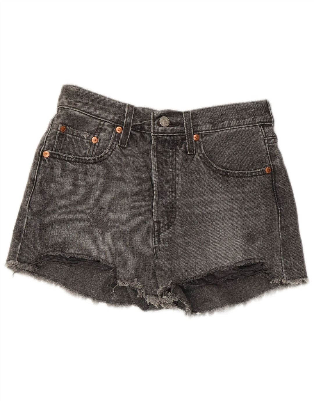 LEVI'S Damen 501 Jeansshorts W24 XS Graue Baumwolle