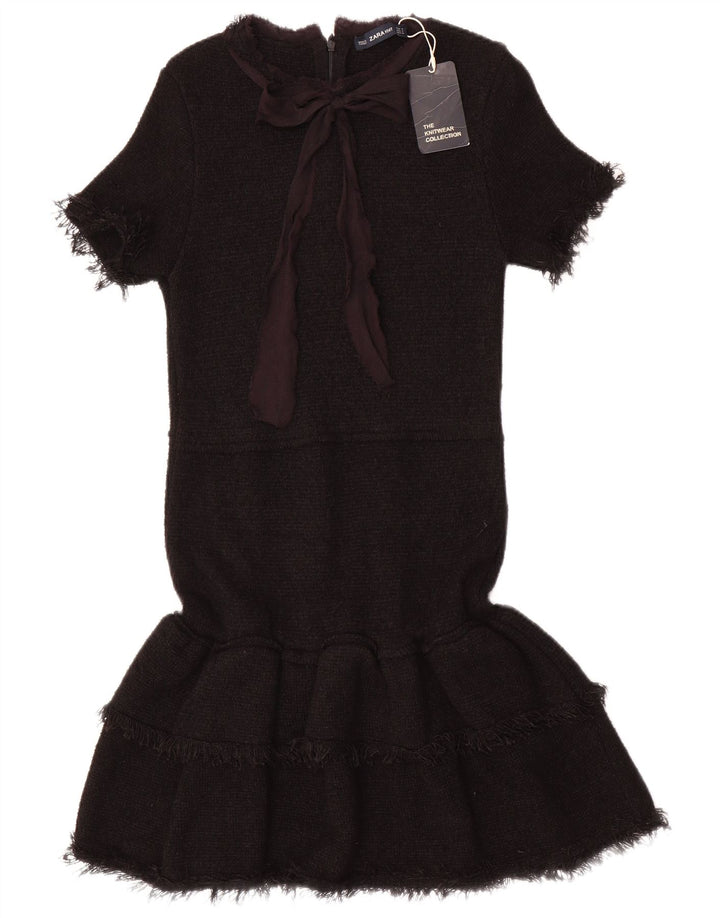 Zara Damen-Meerjungfrauenkleid mit Frontschnürung, UK 12, mittlere schwarze Viskose