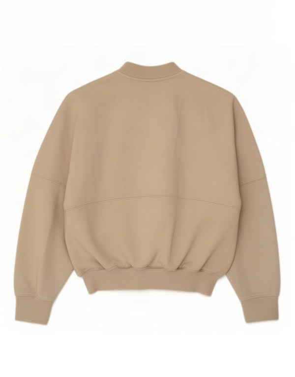 Übergroße Trainingsjacke für Damen von Zara, Gr. 10, Größe S, Beige, Baumwolle
